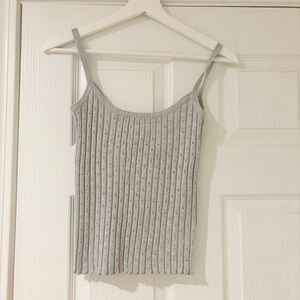 Gray Pointelle Ribbed Women's Tank